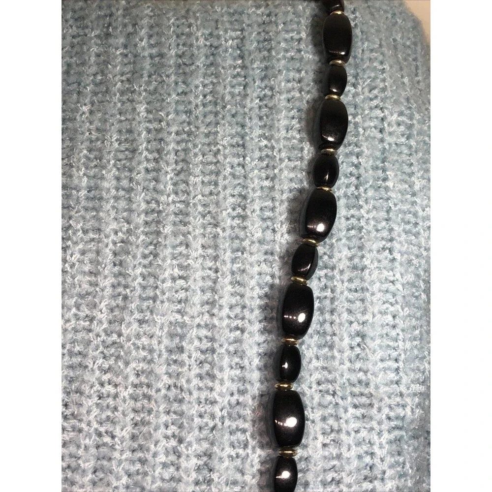 Liz Claiborne Necklace Black Lucite Beads Gold Tone 28